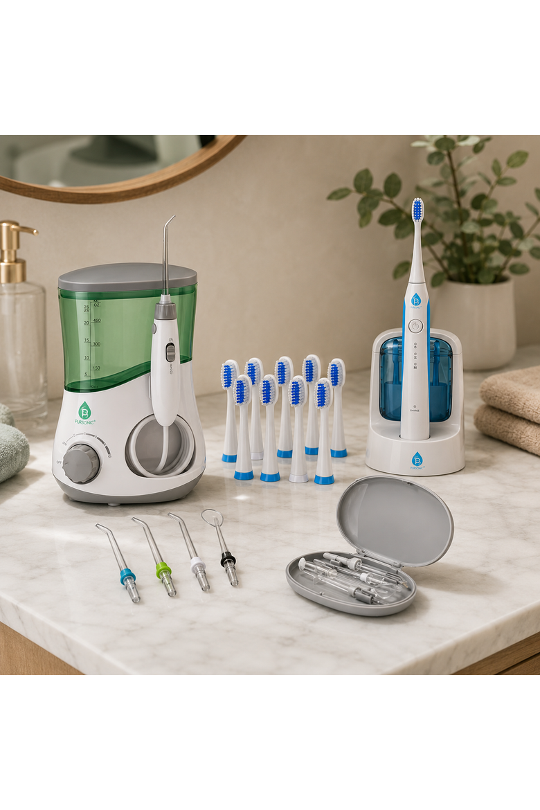 Water Flosser & Sonic Toothbrush with UV Sanitizer, Alternate, color, White