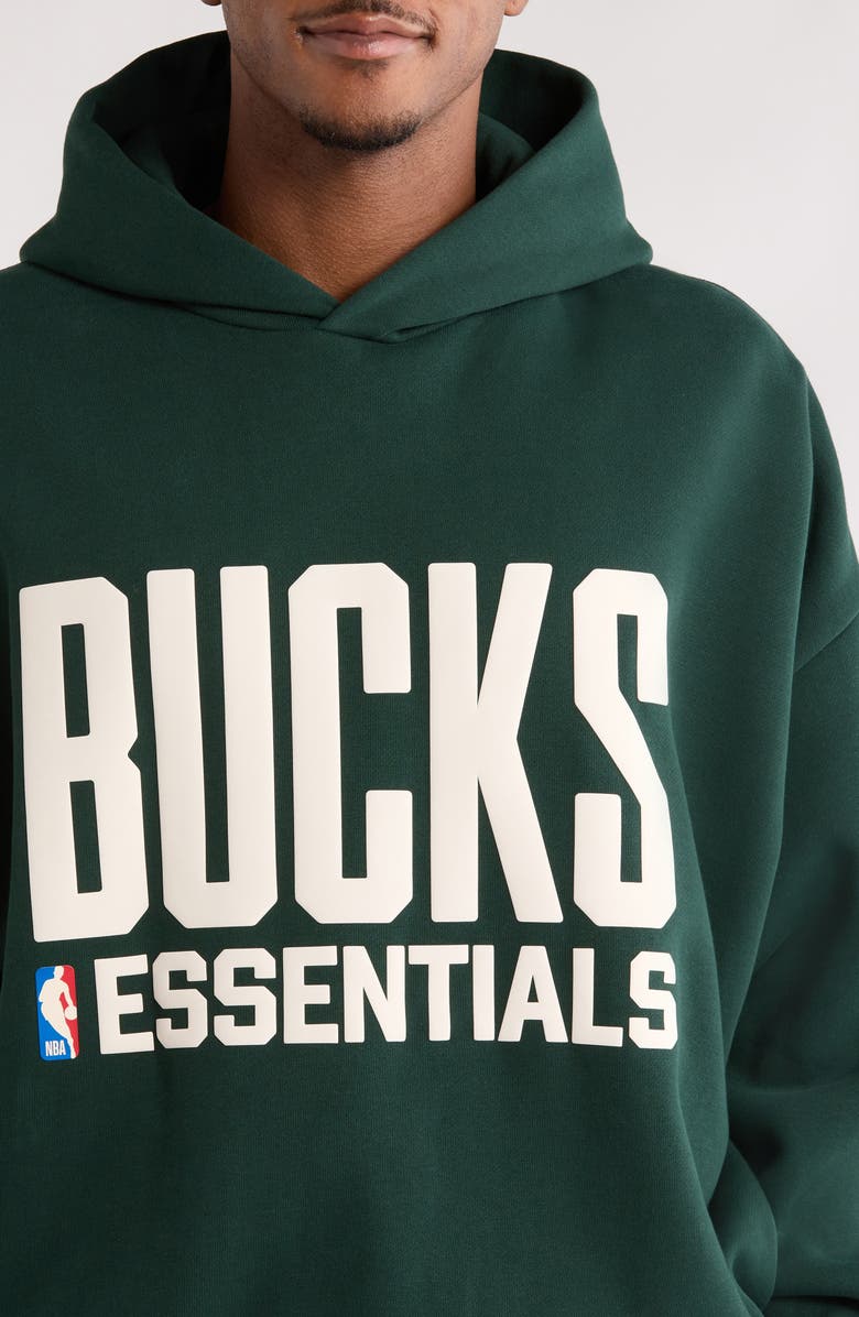 Fear of God Essentials x NBA Bucks Sports Fit Hoodie, Alternate, color, Forest Green