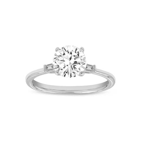 Alina 14K White Gold Round Cut Lab Grown Diamond 3 Stone Engagement Ring - 1.4 cts
