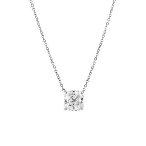 Luvmyjewelry Cushion Chic 14k Gold Lab Grown Diamond Necklace In Metallic