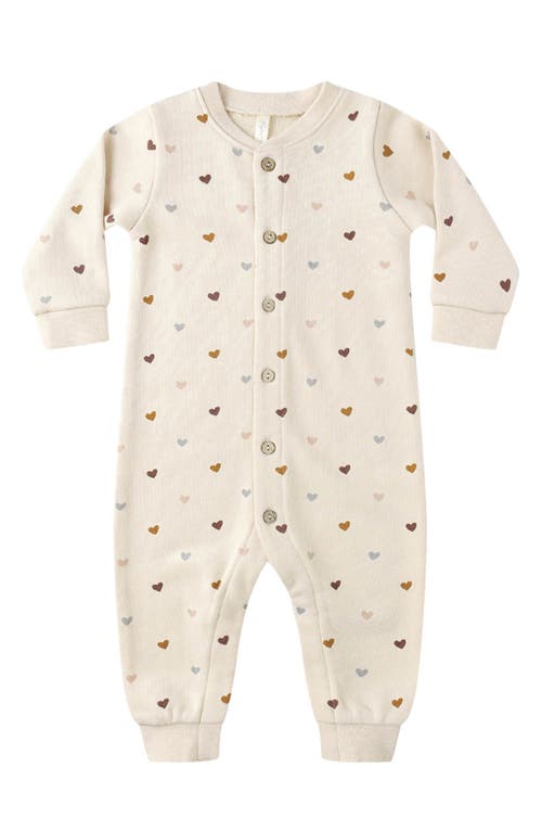 Rylee + Cru Heart Print Romper In Neutral