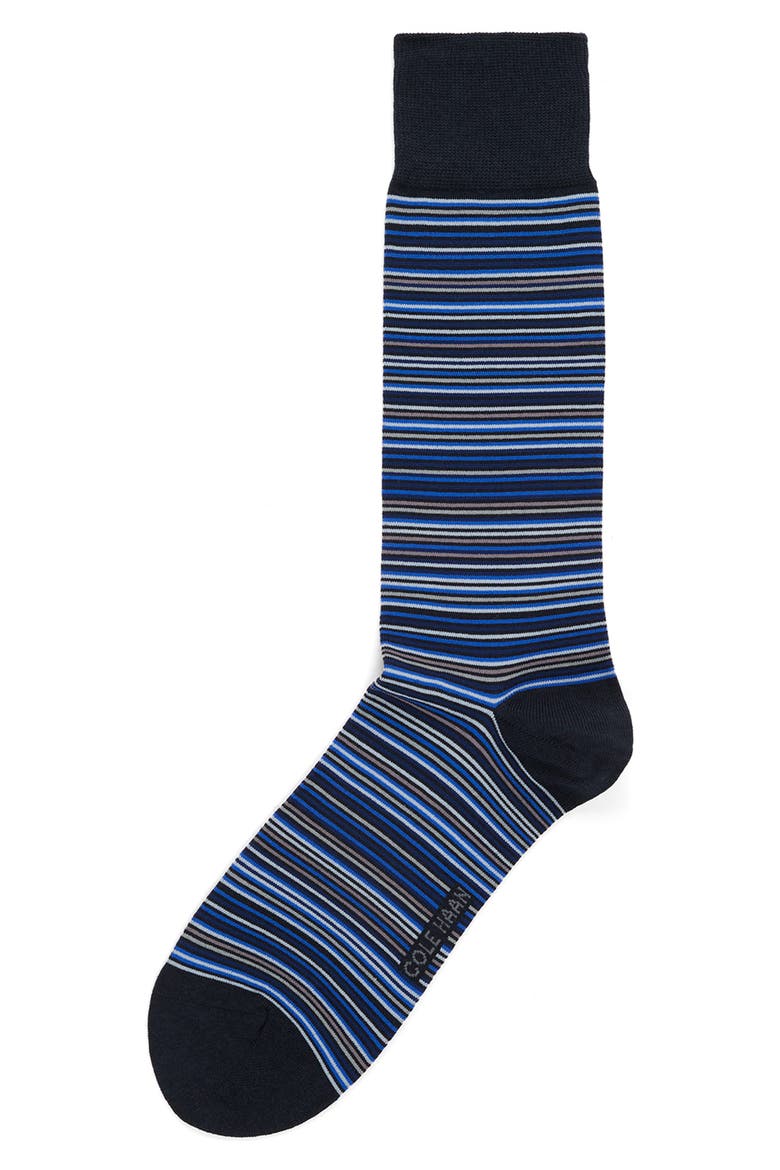 Multistripe Crew Socks, Alternate, color, NAVY