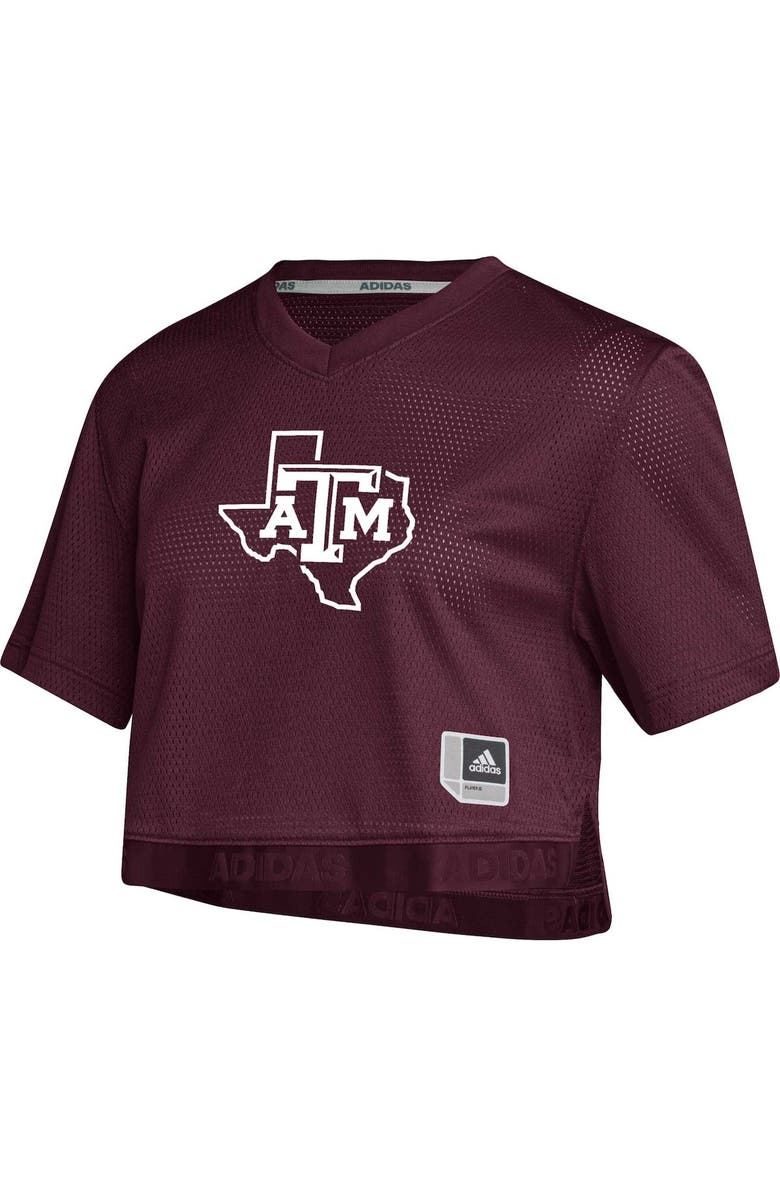 adidas Women's adidas Maroon Texas A&M Aggies Primegreen V-Neck Cropped Jersey, Alternate, color, 