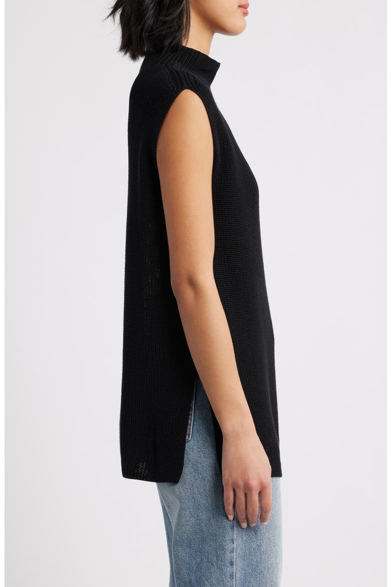 Mock Neck Sweater Vest, Alternate, color, BLACK