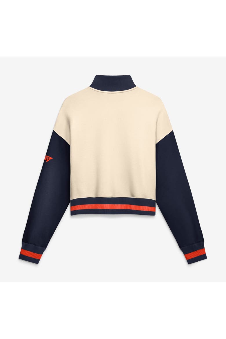Women's Nike Natural/Navy Auburn Tigers Oversized Legacy Color Block Cropped Quarter-Zip Pullover, Alternate, color, Natural