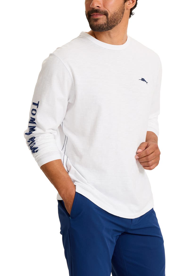 Piña Cabana Long Sleeve Lux Cotton Graphic T-Shirt, Main, color, WHITE