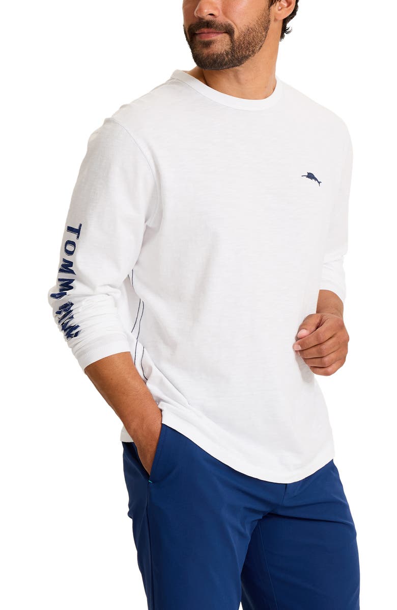 Tommy Bahama Piña Cabana Long Sleeve Lux Cotton Graphic T-Shirt, Main, color, White