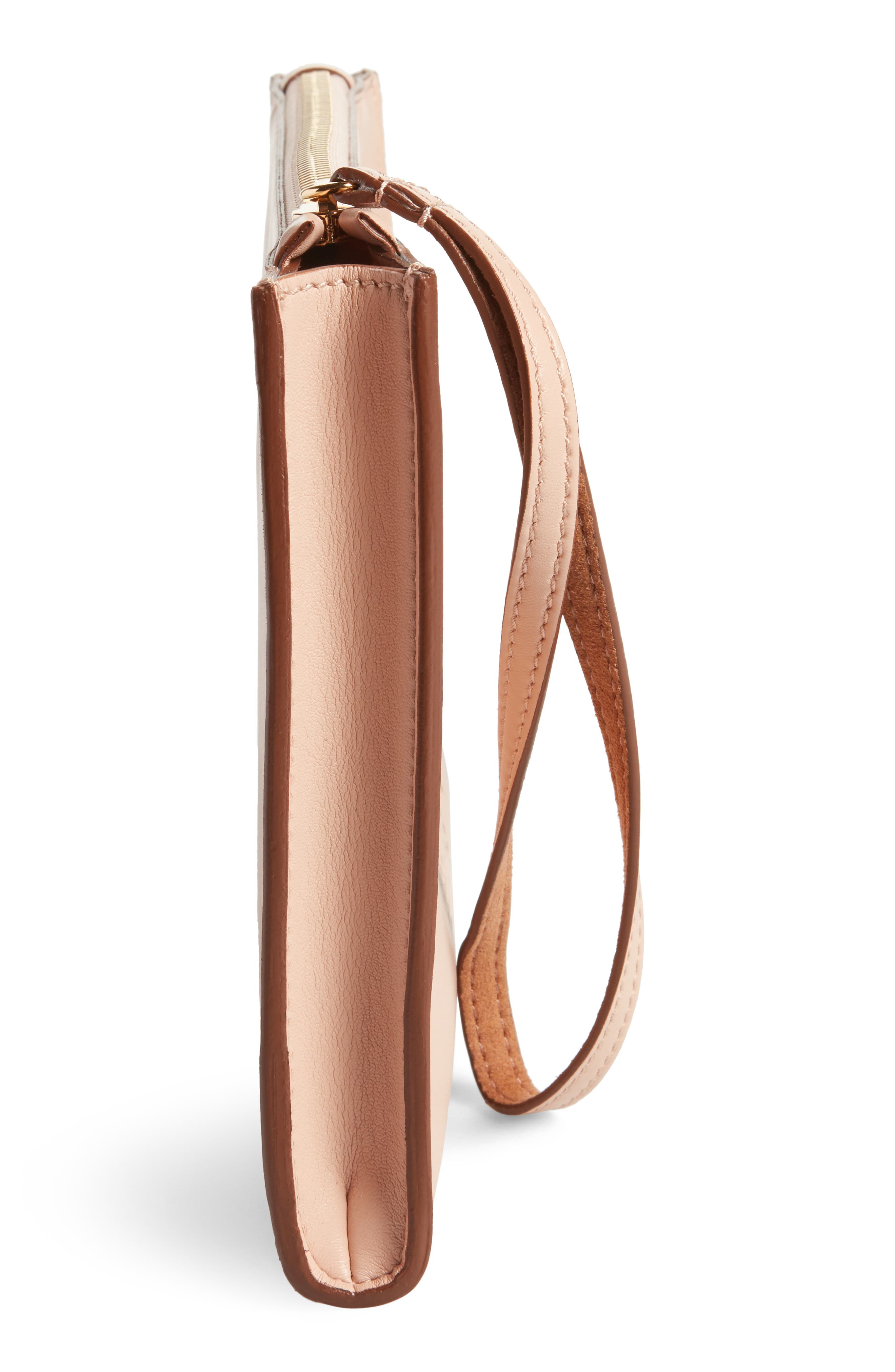 Alter Faux Nappa Leather Wristlet Clutch, Alternate, color, POWDER PINK