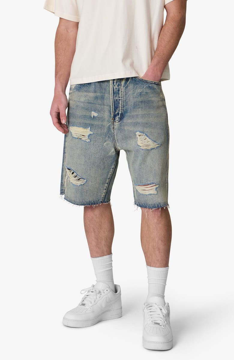 mnml Ripped Baggy Denim Shorts, Alternate, color, Vintage Blue