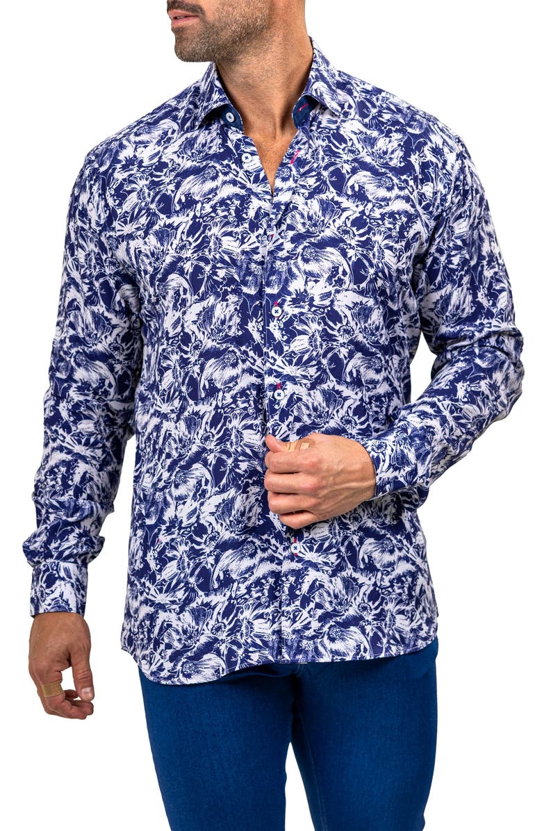 Maceoo Fibonacci Marthyr 0265 Contemporary Fit Button-Up Shirt, Alternate, color, Blue