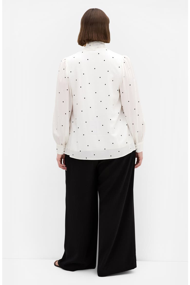 Kensie Tie Neck Blouse, Alternate, color, BLACK SPOT