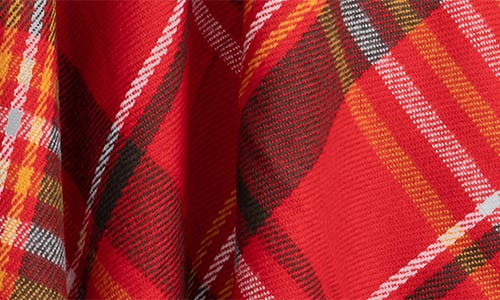 Saachi Plaid Fringe Poncho In Red