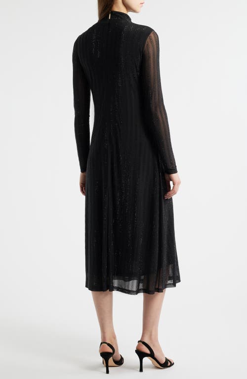 Elie Tahari The Martine Sequin Long Sleeve Midi Dress In Black