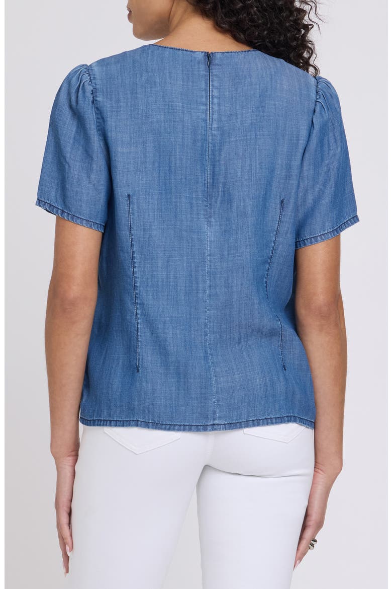 Puff Sleeve Denim Shirt, Alternate, color, MEDIUM INDIGO