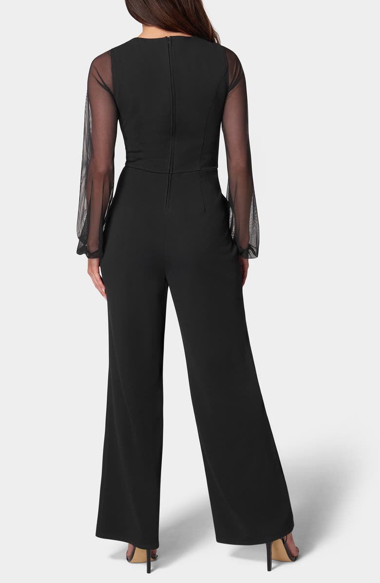 bebe Mesh Long Sleeve Jumpsuit, Alternate, color,