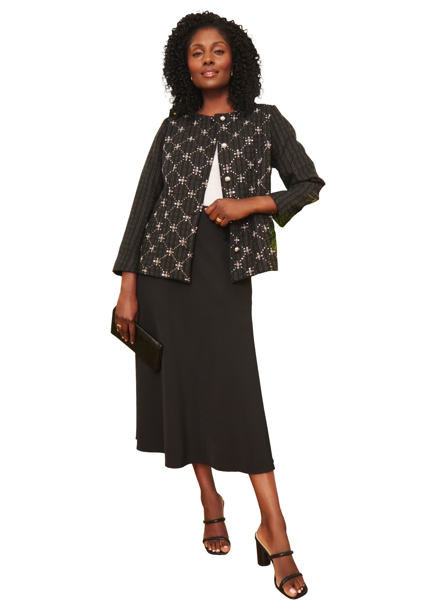 selected BLACK EMBELLISHED TWEED