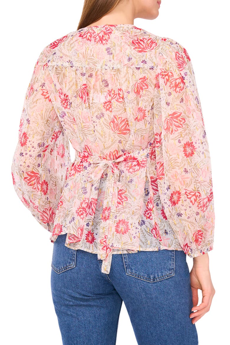 Floral Peasant Top, Alternate, color, PINK/ ALMOND
