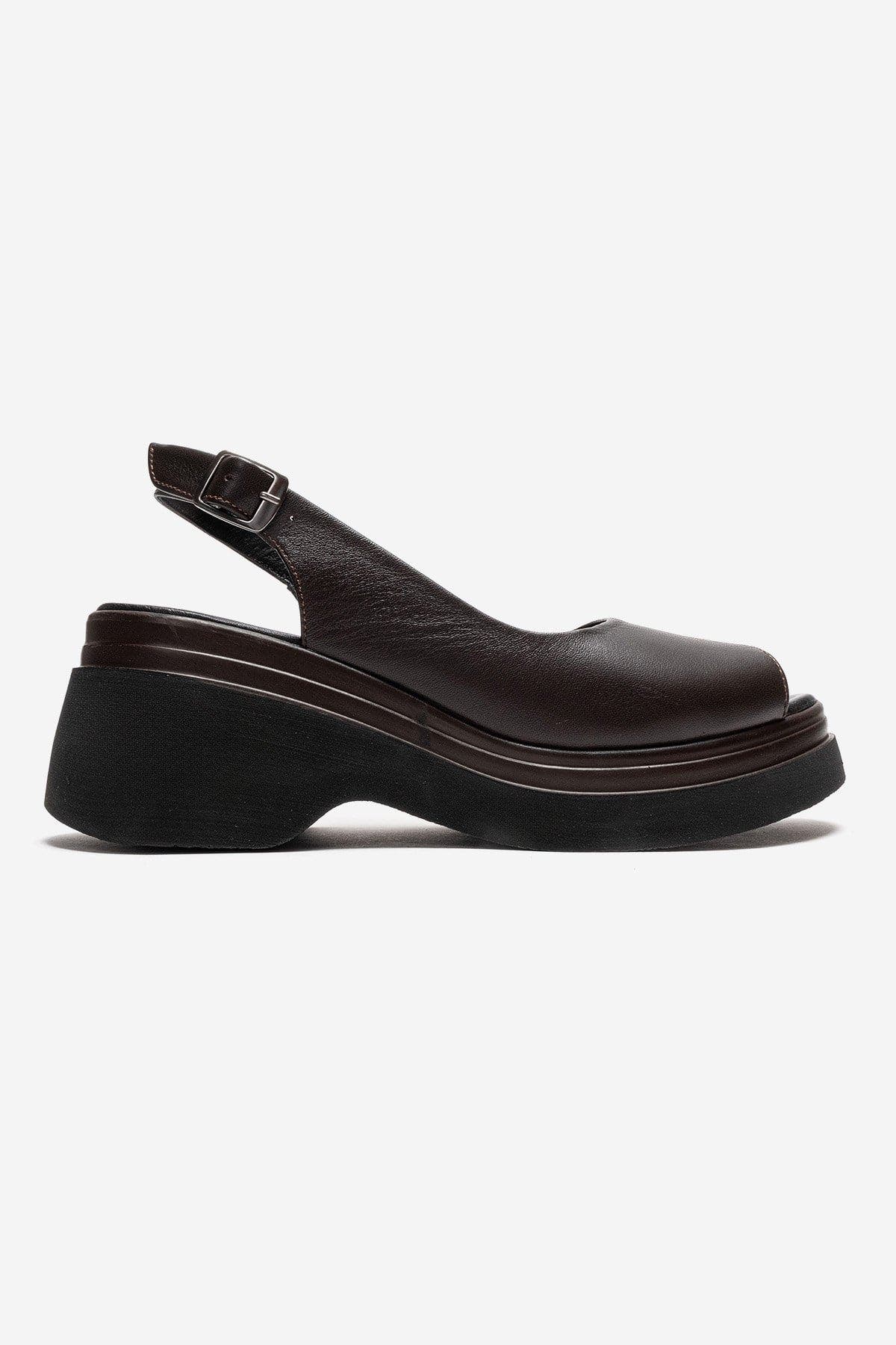 Laure Leather Wedge Sandal, Alternate, color, Brown