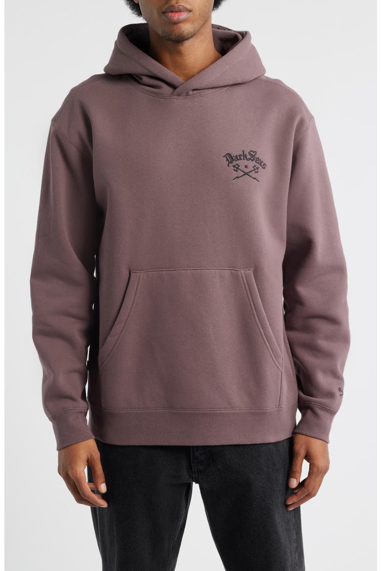 Lance Embroidered Heavyweight Fleece Hoodie, Main, color, MAUVE