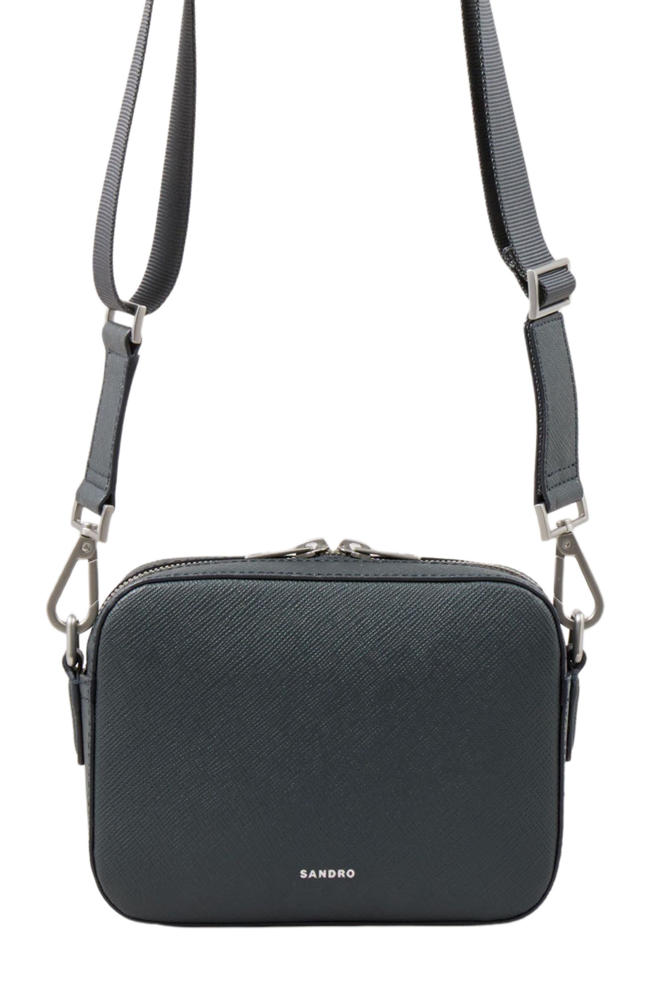 SANDRO Small reconstituted leather bag, Alternate, color, Steel