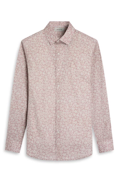 Bugatchi Julian Shaped Fit Floral Stretch Cotton Button-up Shirt In Brown