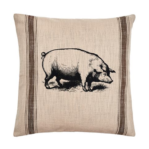 Pig Feed Sack Throw Pillow, 20" x 20"