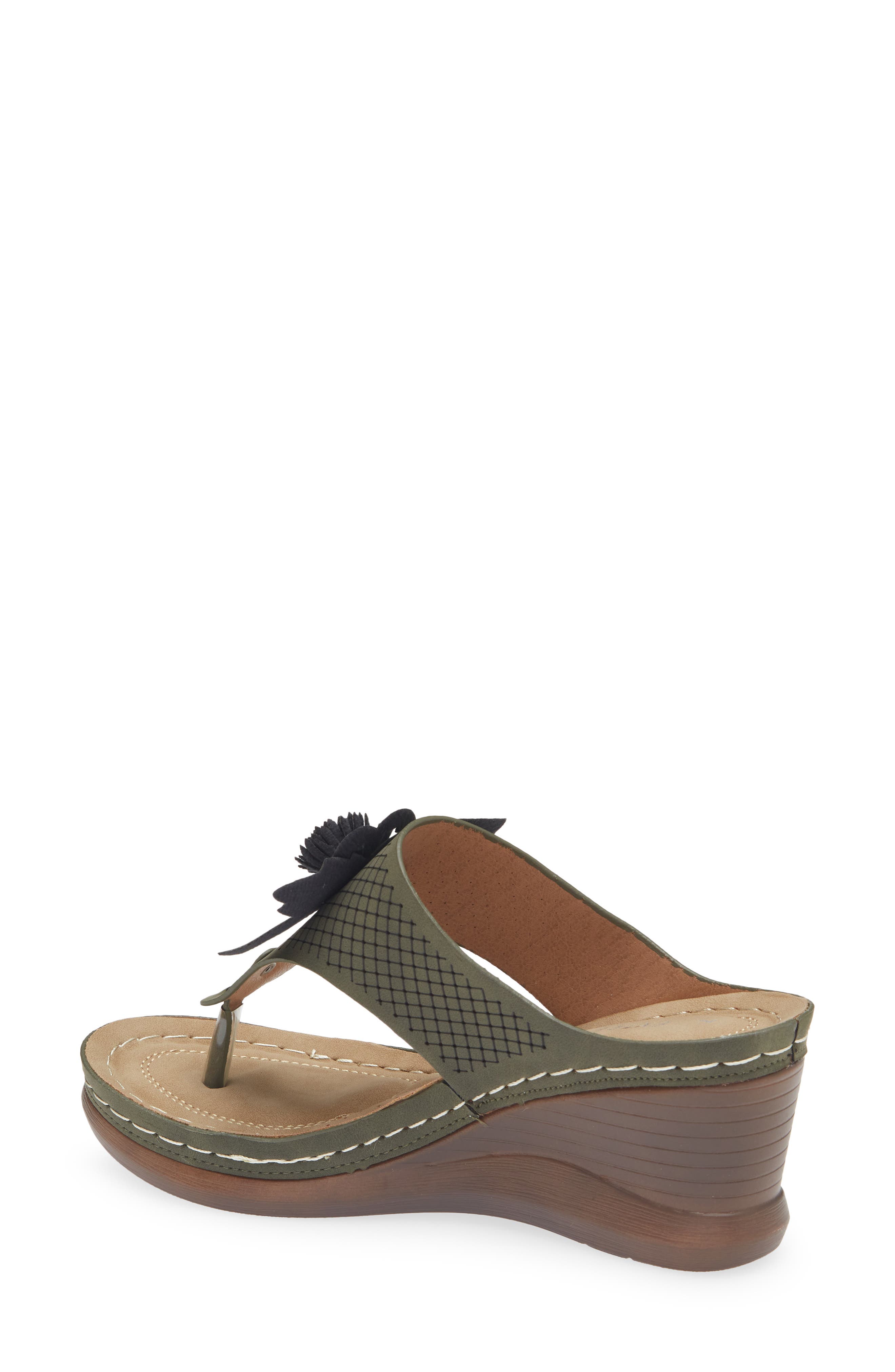 Yaz Floral Appliqué T-Strap Sandal, Alternate, color, GREEN