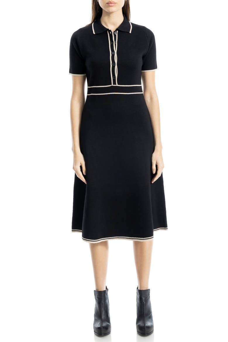 Short Sleeve Sweater Dress, Alternate, color, BLACK/ BONE