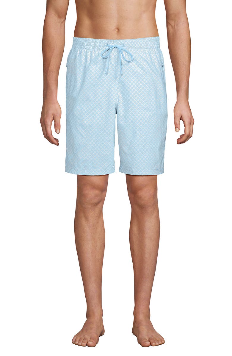 Lands' End 9" Volley Hydroliner Swim Trunks, Main, color, Light Blue Scales