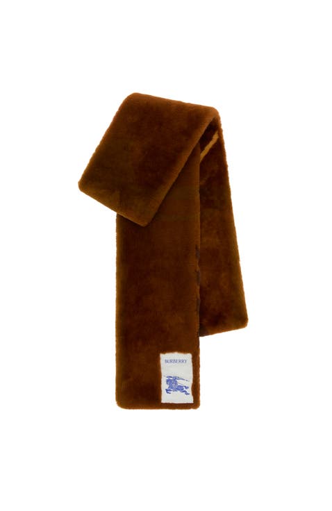 Narrow Check Shearling Scarf