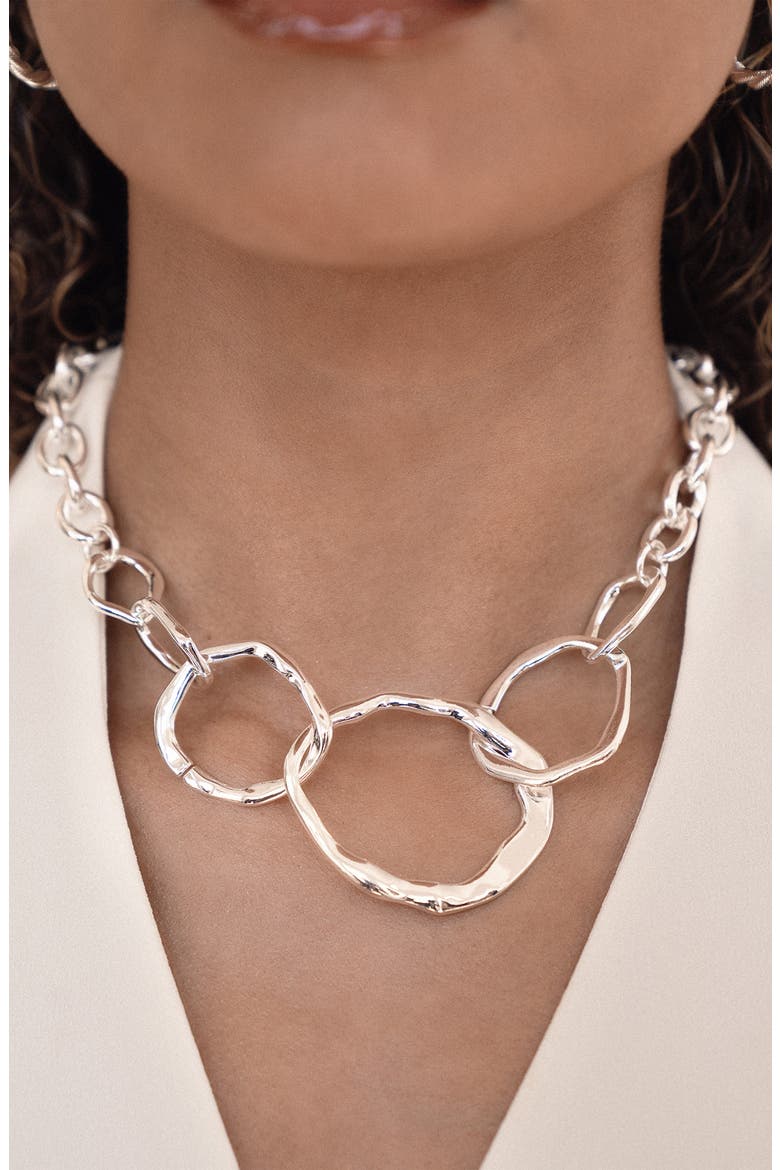 Interlocking Loop Necklace, Alternate, color, SILVER