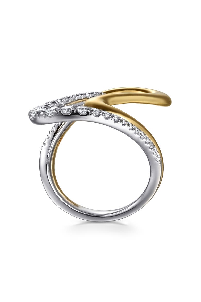 14k Gold Diamond Bypass Statement Ring, Alternate, color, 14K YELLOW/ WHITE GOLD
