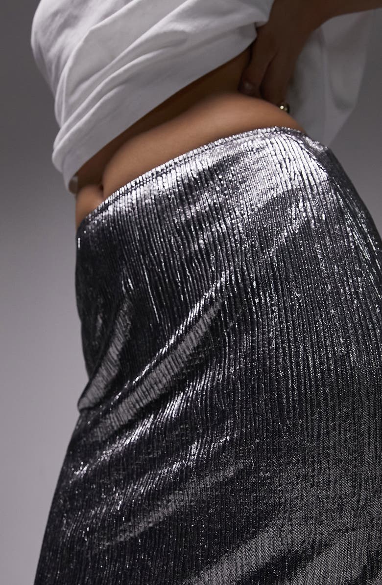 Topshop Textured Metallic Maxi Skirt, Alternate, color, 