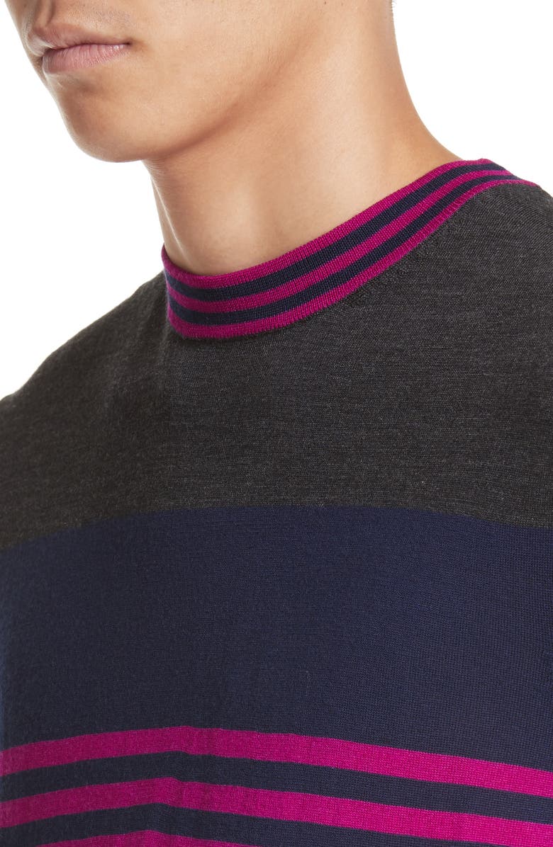 Paul Smith Stripe Merino Wool Crewneck Sweater, Alternate, color,