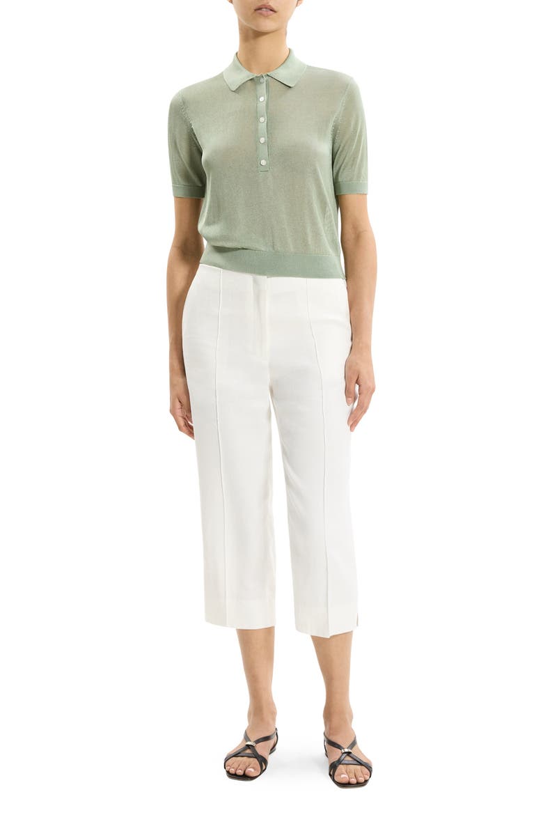Lustrous Knit Polo Top, Alternate, color, DELICATE GREEN - 2QR