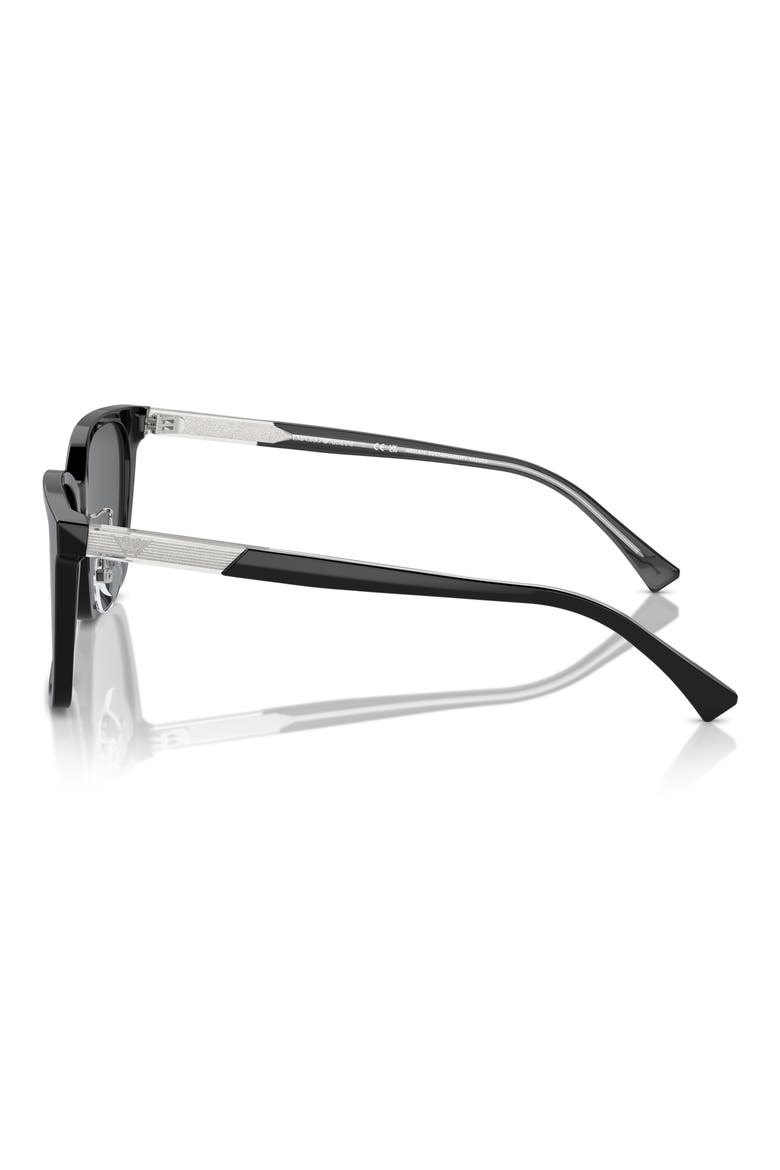 55mm Square Sunglasses, Alternate, color, SHINY BLACK / DARK GREY