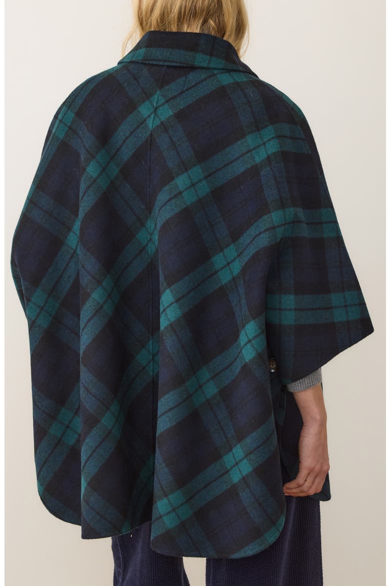 Colette Plaid Cape Coat, Alternate, color, EVERGREEN PLAID