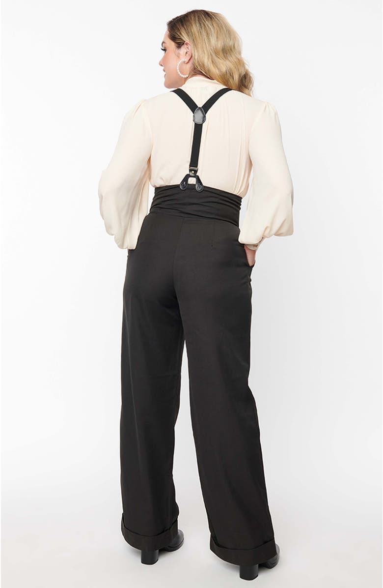 Unique Vintage Thelma High Waist Suspender Pants, Alternate, color, Black