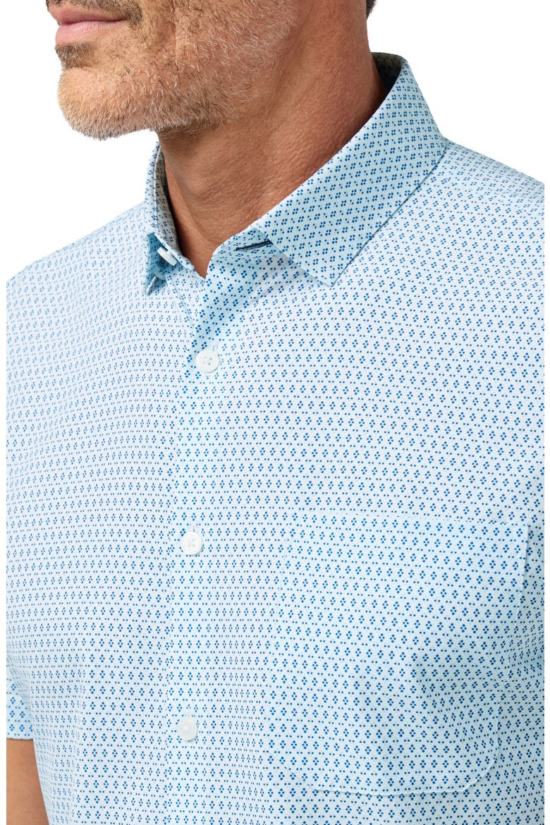Leeward Trim Fit Skyline Multi Diamond Short Sleeve Button-Up Shirt, Alternate, color, SKYLINE BLUE MULTI DIAMOND