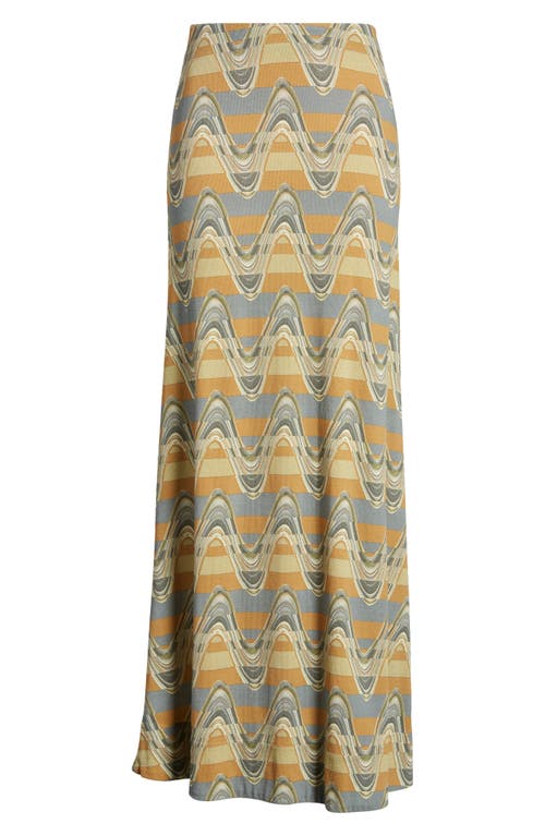 Faithfull The Brand Eliza Pattern Maxi Skirt In Ripple Green