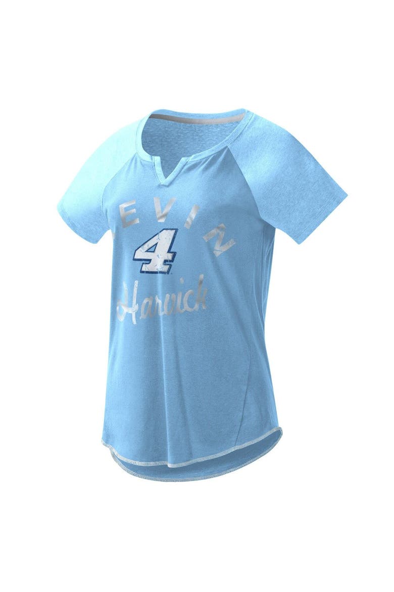 Women's G-III 4Her by Carl Banks Light Blue Kevin Harvick Grand Slam Tri-Blend Notch V-Neck T-Shirt, Main, color, Light Blue