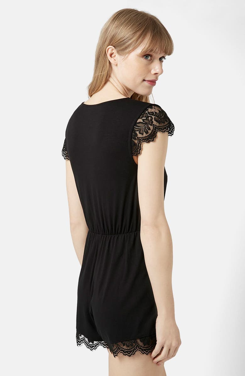 Topshop Lace Scallop Romper, Alternate, color, 