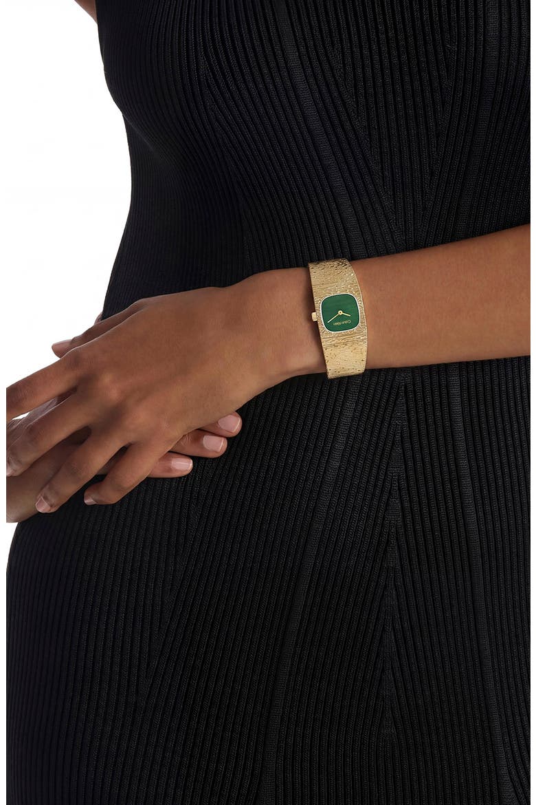Sophisticated Square Quartz Mesh Strap Watch, 20mm, Alternate, color, GREEN