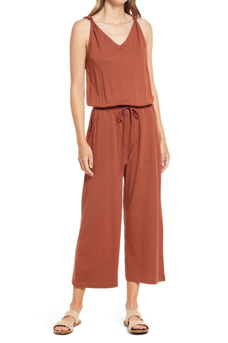 Pop-On Jersey Jumpsuit, Main, color, RUST SEQUOIA