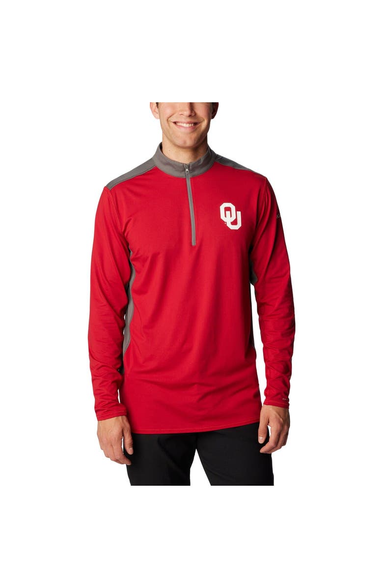 Columbia Men's Columbia Crimson Oklahoma Sooners Tech Trail<sup>™</sup> Omni-Shade Quarter-Zip Top, Main, color, Crimson