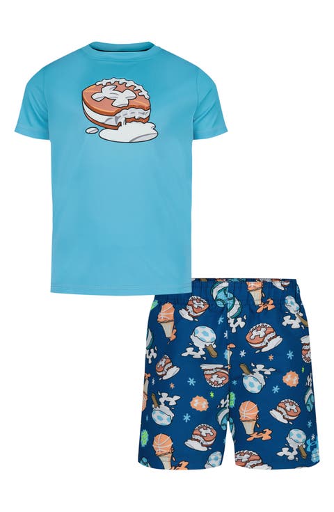 Kids' Ice Cream Rashguard & Swim Trunks Set (Toddler)