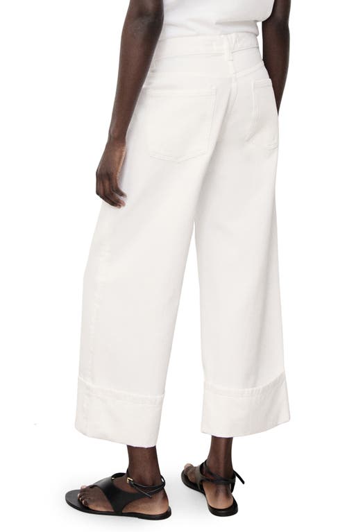 Mango Turned Up Wide Leg Jeans In White