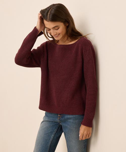 Pact Luxe Knit Boatneck Sweater In Burgundy