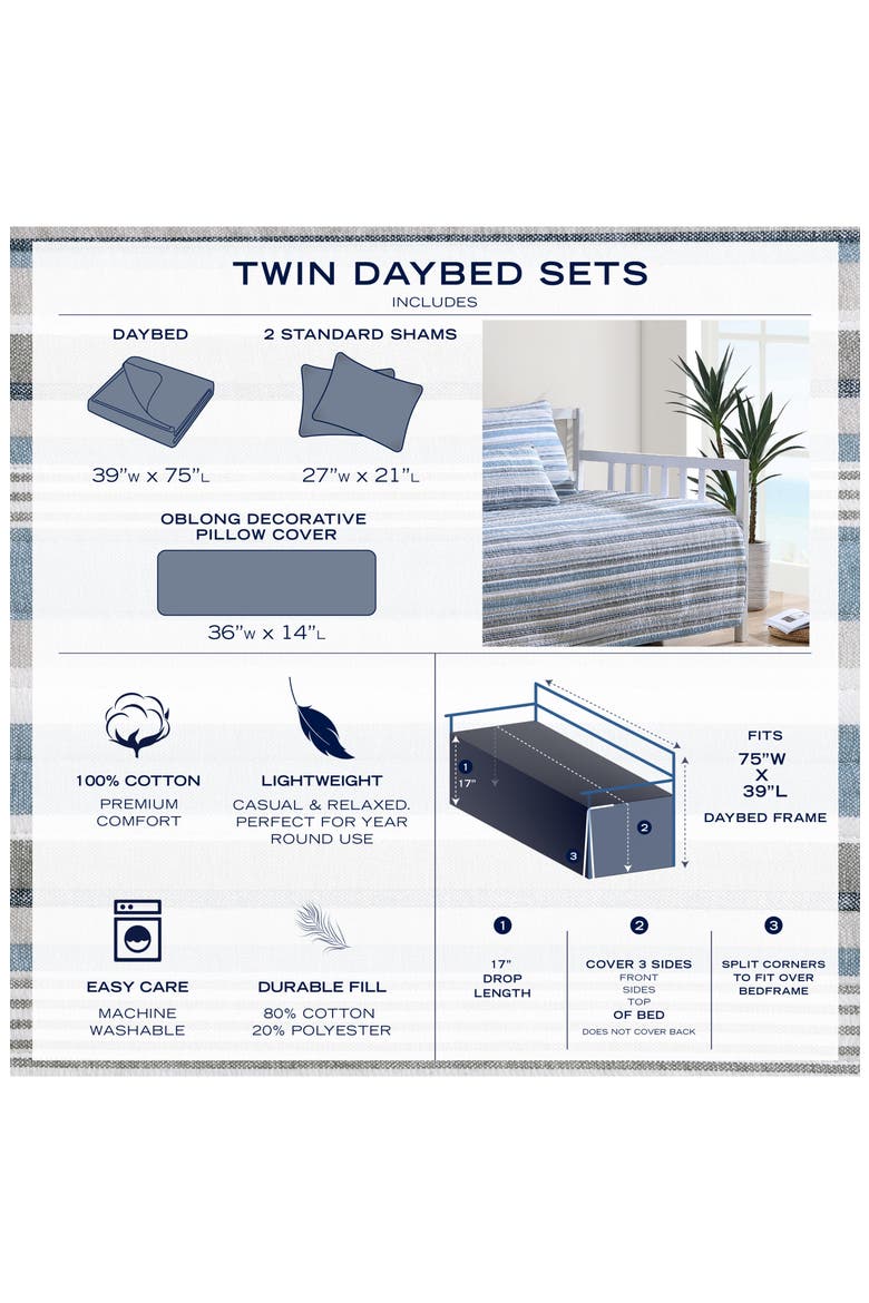 Coveside Daybed Quilt Set, Alternate, color, BLUE