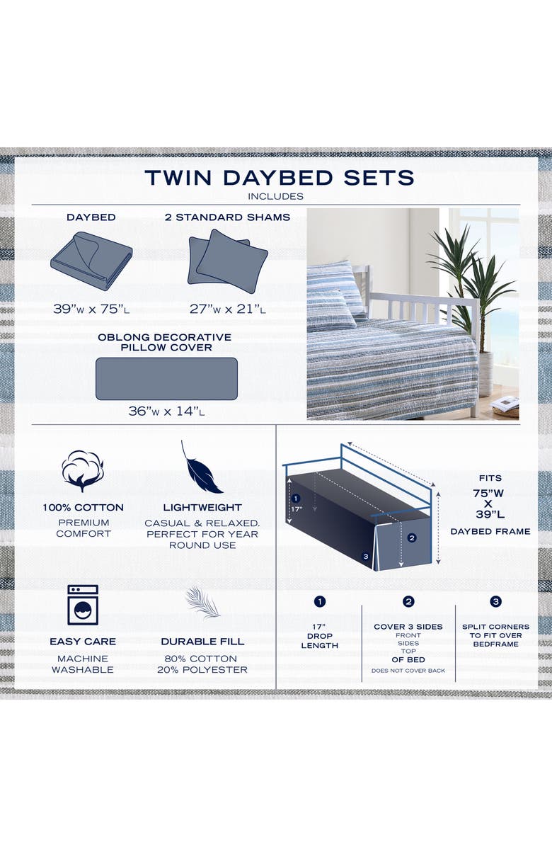 Nautica Coveside Daybed Quilt Set, Alternate, color, Blue